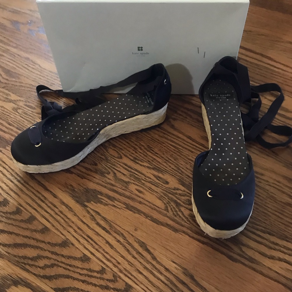 Kate Spade !brown satin espadrilles size 8